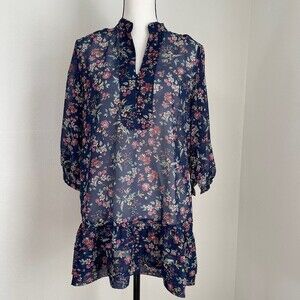 Costa Blanca Floral Print Ruffle Dress./Long Blouse Top. Size XL
